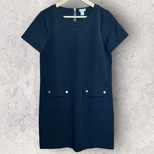 Black J. Crew Sheath Dress with Gold Accents